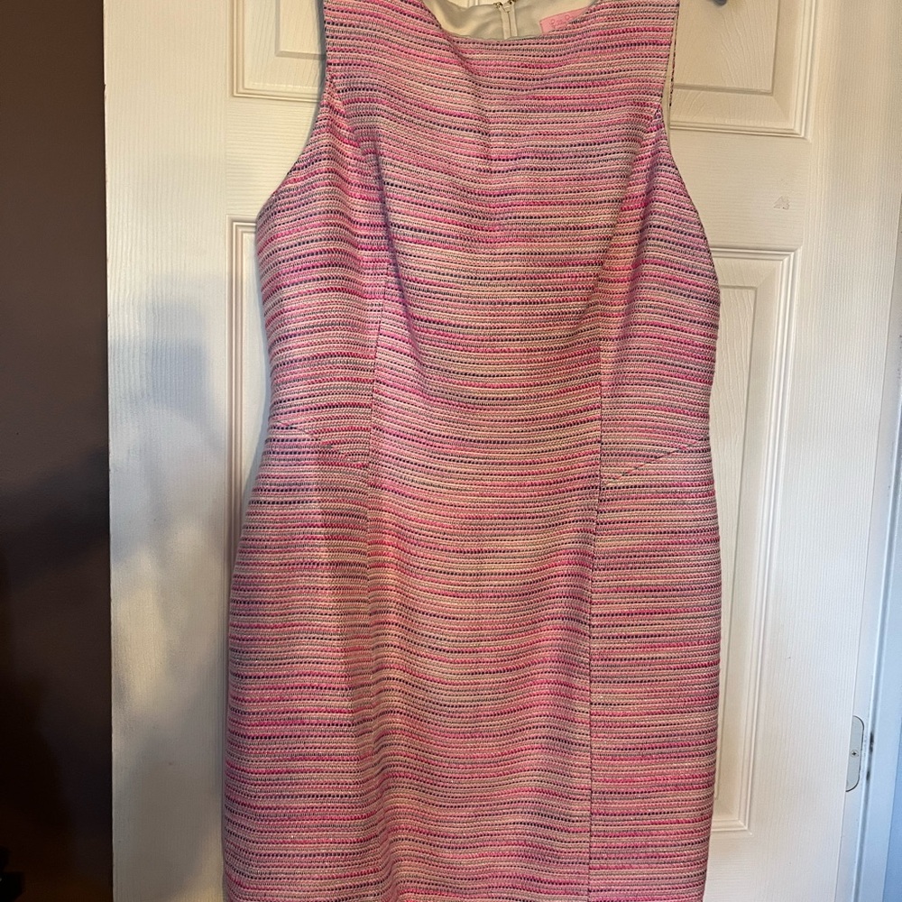 Lilly Pulitzer Charlton Barnard Boucle PinkSleevelessSheathSize14. FitsLike10/12 - Picture 3 of 3